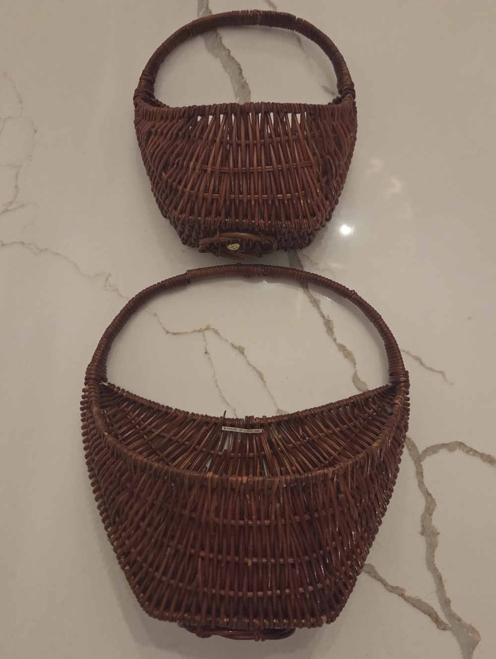 Vintage House of Lloyd 1990 Wicker Basket Set Boho Rustic Farmhouse Decor